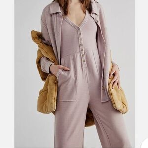 Free People Beach Mauve High Rise Jumpsuit